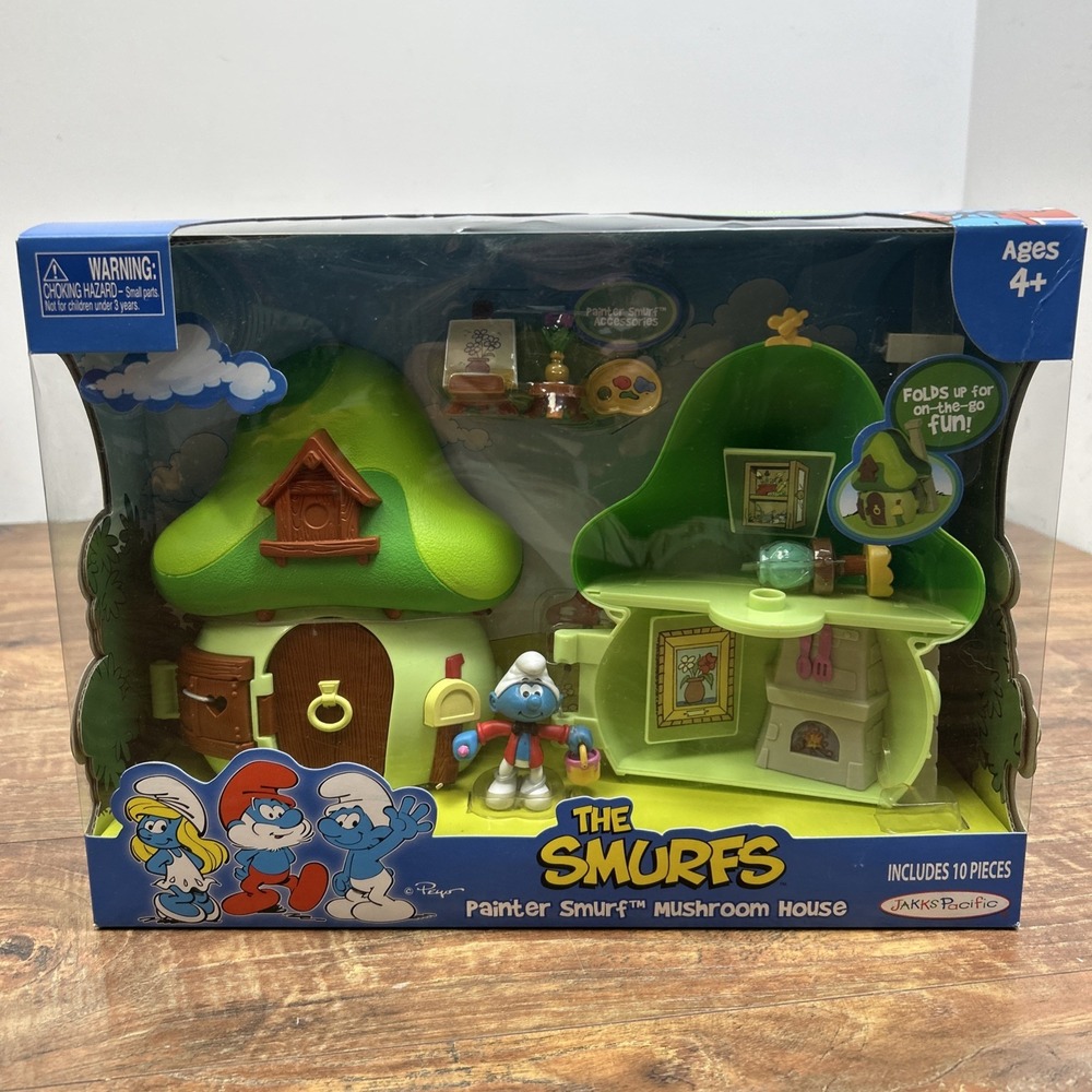 Brand NEW Sealed The Smurfs Painter Mushroom House 2009 Jakks Pacific Playset